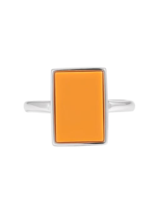 Platinum [adjustable size 14] 925 Sterling Silver Enamel Geometric Minimalist Band Ring
